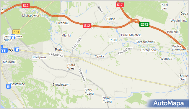 mapa Opoka gmina Końskowola, Opoka gmina Końskowola na mapie Targeo