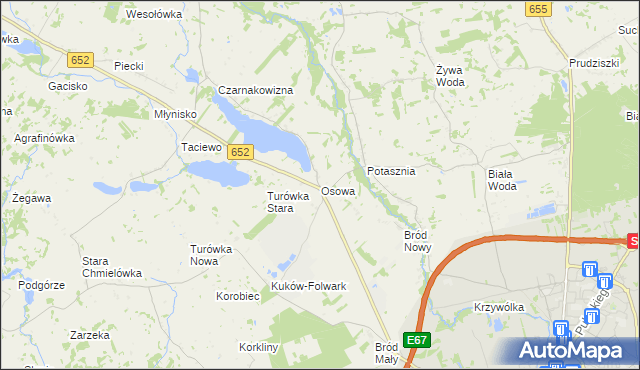 mapa Osowa gmina Suwałki, Osowa gmina Suwałki na mapie Targeo