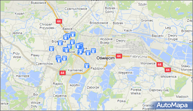 mapa Oświęcimia, Oświęcim na mapie Targeo