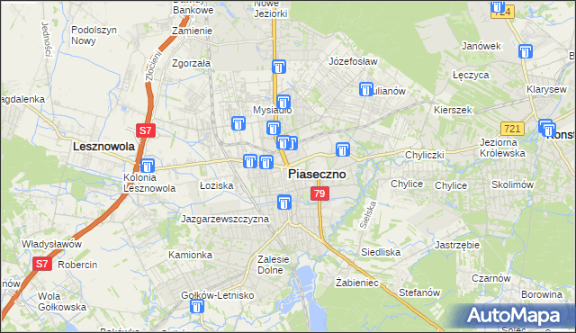 mapa Piaseczno, Piaseczno na mapie Targeo