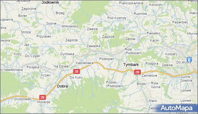 mapa Podłopień, Podłopień na mapie Targeo