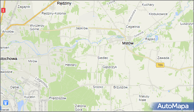 mapa Siedlec gmina Mstów, Siedlec gmina Mstów na mapie Targeo