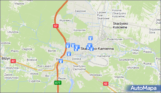 mapa Skarżysko-Kamienna, Skarżysko-Kamienna na mapie Targeo