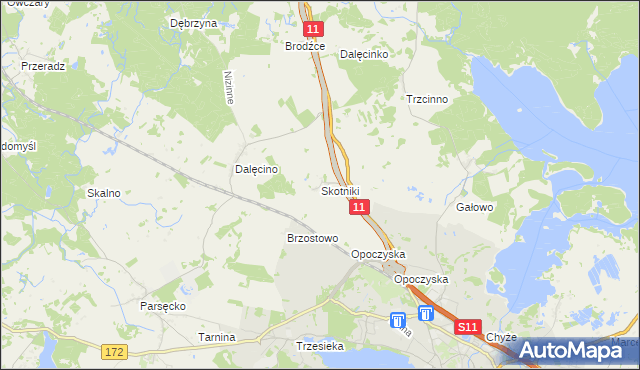 mapa Skotniki gmina Szczecinek, Skotniki gmina Szczecinek na mapie Targeo