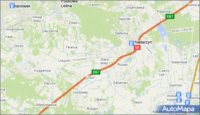 mapa Stara Wieś gmina Nadarzyn, Stara Wieś gmina Nadarzyn na mapie Targeo