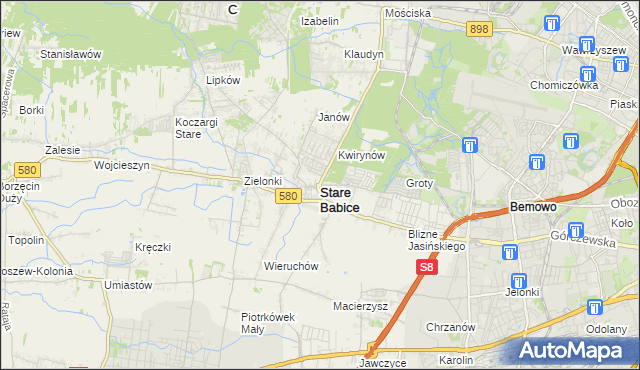 mapa Stare Babice, Stare Babice na mapie Targeo