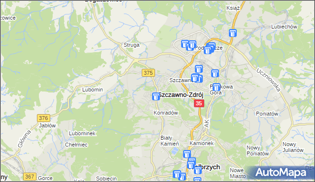 mapa Szczawno-Zdrój, Szczawno-Zdrój na mapie Targeo