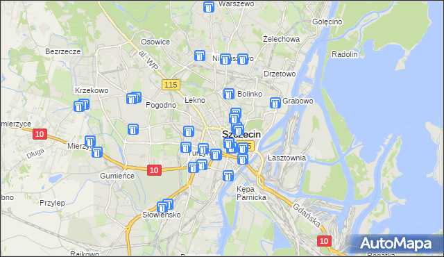 mapa Szczecina, Szczecin na mapie Targeo