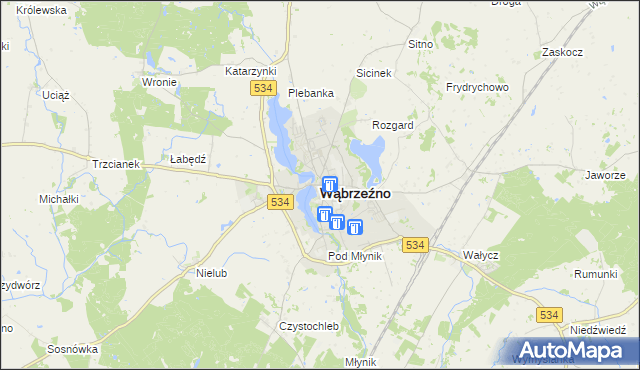 mapa Wąbrzeźno, Wąbrzeźno na mapie Targeo