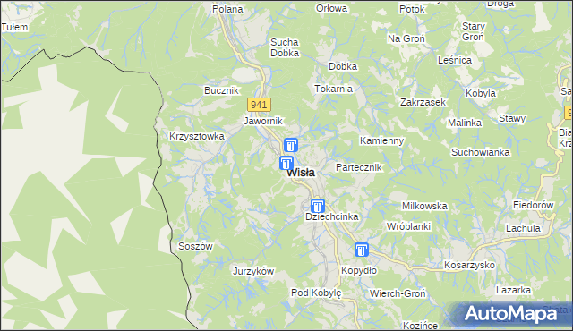 mapa Wisła, Wisła na mapie Targeo