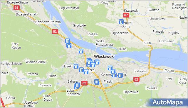 mapa Włocławka, Włocławek na mapie Targeo