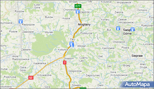 mapa Włosań, Włosań na mapie Targeo