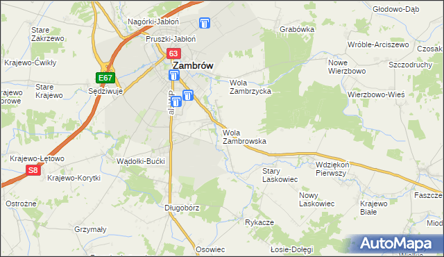 mapa Wola Zambrowska, Wola Zambrowska na mapie Targeo