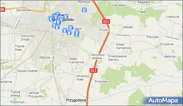mapa Wysocko Wielkie, Wysocko Wielkie na mapie Targeo