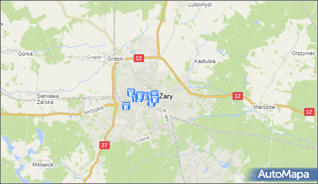 mapa Żary, Żary na mapie Targeo