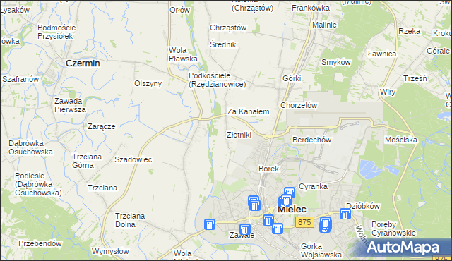 mapa Złotniki gmina Mielec, Złotniki gmina Mielec na mapie Targeo