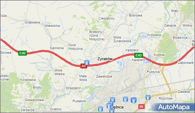mapa Żyraków, Żyraków na mapie Targeo
