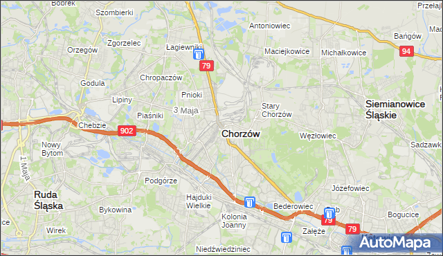 mapa Chorzów, Chorzów na mapie Targeo