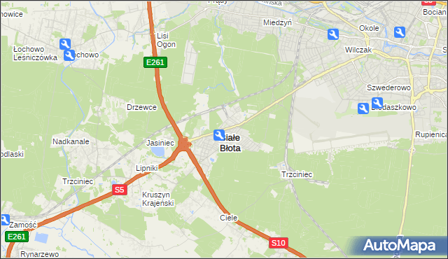 mapa Białe Błota powiat bydgoski, Białe Błota powiat bydgoski na mapie Targeo