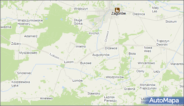 mapa Augustynów gmina Zagórów, Augustynów gmina Zagórów na mapie Targeo