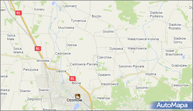 mapa Czerchów, Czerchów na mapie Targeo