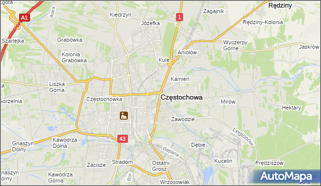 mapa Częstochowy, Częstochowa na mapie Targeo