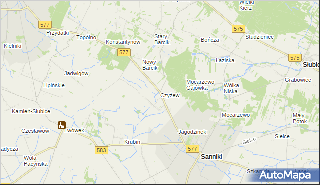 mapa Czyżew gmina Sanniki, Czyżew gmina Sanniki na mapie Targeo