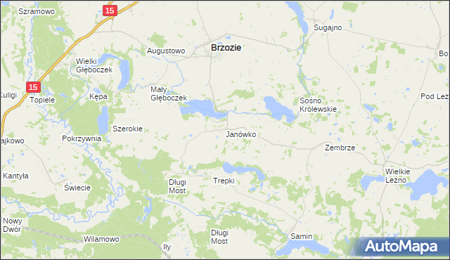 mapa Janówko gmina Brzozie, Janówko gmina Brzozie na mapie Targeo