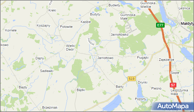 mapa Jarnołtowo, Jarnołtowo na mapie Targeo