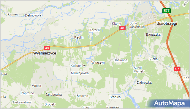 mapa Jeruzal gmina Wyśmierzyce, Jeruzal gmina Wyśmierzyce na mapie Targeo
