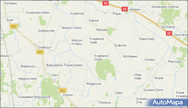 mapa Krajewice Duże, Krajewice Duże na mapie Targeo