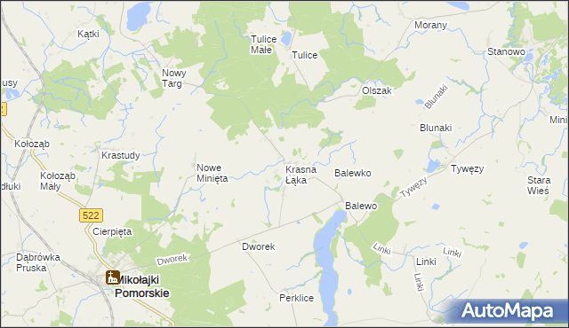 mapa Krasna Łąka, Krasna Łąka na mapie Targeo