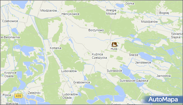 mapa Kuźnica Czeszycka, Kuźnica Czeszycka na mapie Targeo