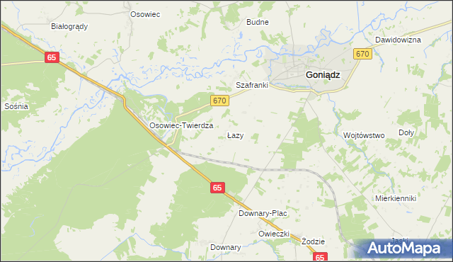 mapa Łazy gmina Goniądz, Łazy gmina Goniądz na mapie Targeo