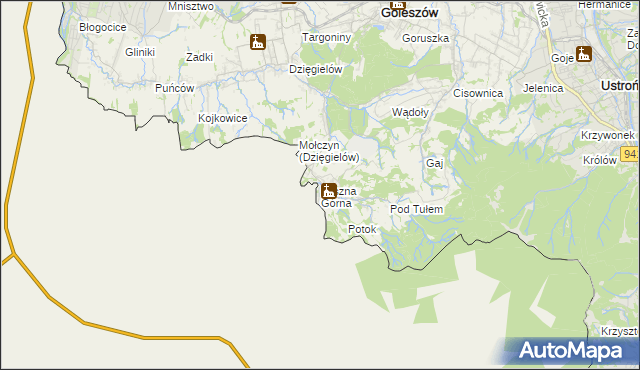 mapa Leszna Górna, Leszna Górna na mapie Targeo