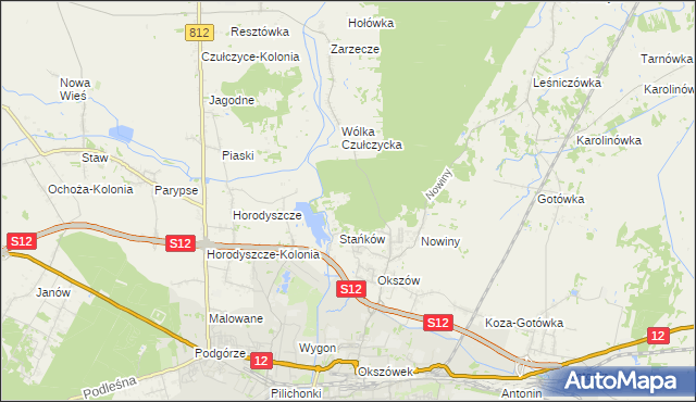 mapa Nadleśnictwo Stańków, Nadleśnictwo Stańków na mapie Targeo