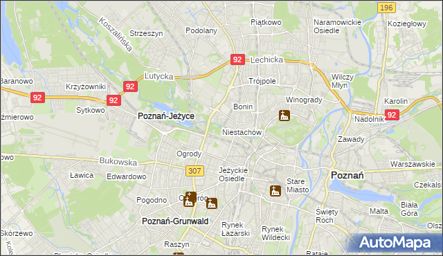 mapa Niestachów gmina Poznań, Niestachów gmina Poznań na mapie Targeo