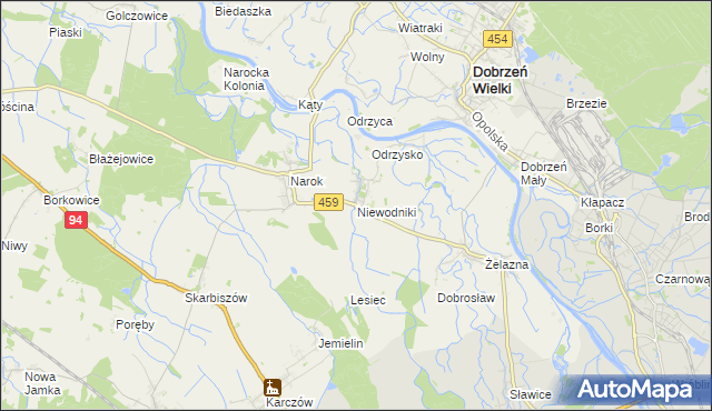 mapa Niewodniki, Niewodniki na mapie Targeo