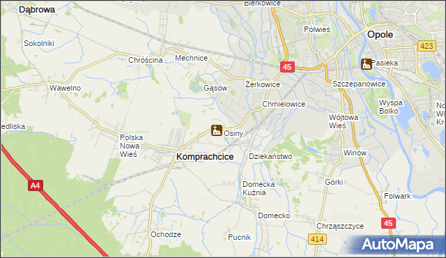 mapa Osiny gmina Komprachcice, Osiny gmina Komprachcice na mapie Targeo