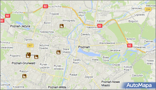 mapa Poznania, Poznań na mapie Targeo