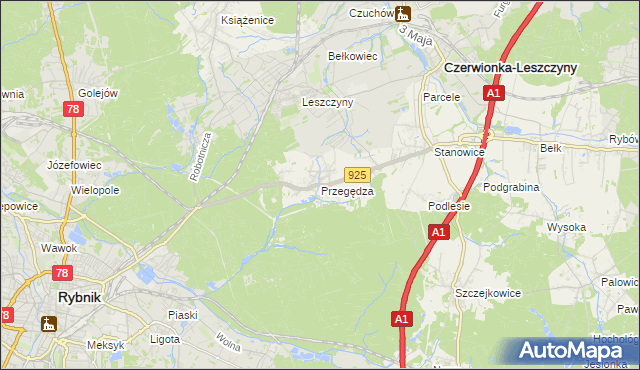 mapa Przegędza, Przegędza na mapie Targeo