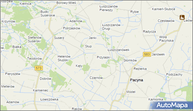 mapa Przylaski gmina Pacyna, Przylaski gmina Pacyna na mapie Targeo