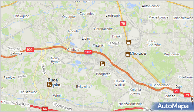 mapa Świętochłowice, Świętochłowice na mapie Targeo