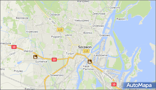 mapa Szczecina, Szczecin na mapie Targeo