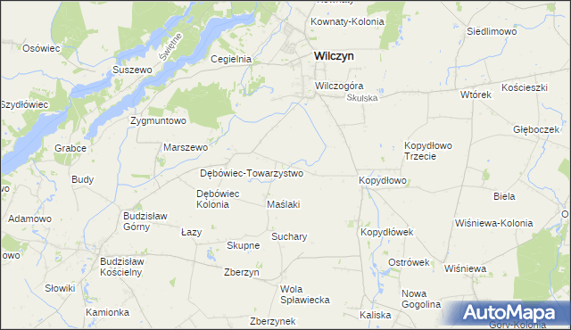 mapa Wilczogóra Kolonia, Wilczogóra Kolonia na mapie Targeo