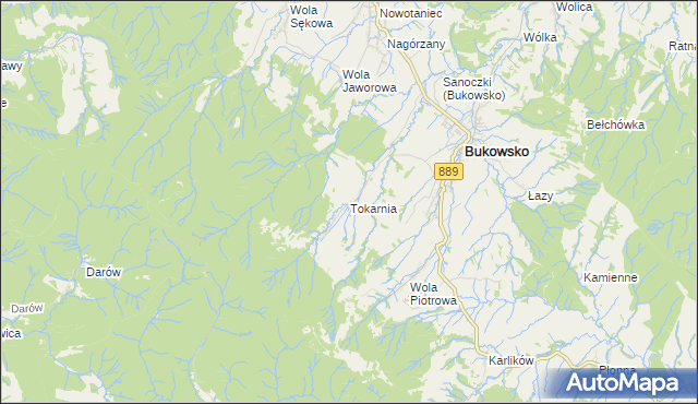 mapa Tokarnia gmina Bukowsko, Tokarnia gmina Bukowsko na mapie Targeo