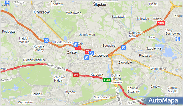 mapa Katowic, Katowice na mapie Targeo