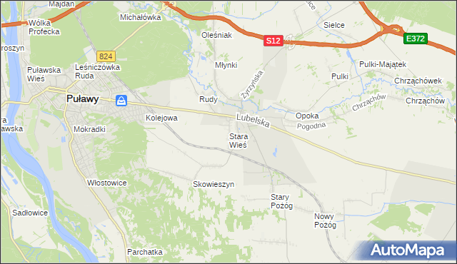 mapa Stara Wieś gmina Końskowola, Stara Wieś gmina Końskowola na mapie Targeo
