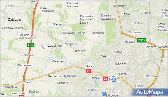 mapa Wacyn, Wacyn na mapie Targeo