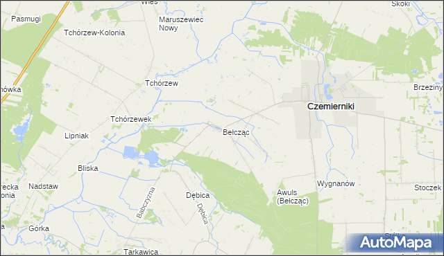 mapa Bełcząc gmina Czemierniki, Bełcząc gmina Czemierniki na mapie Targeo